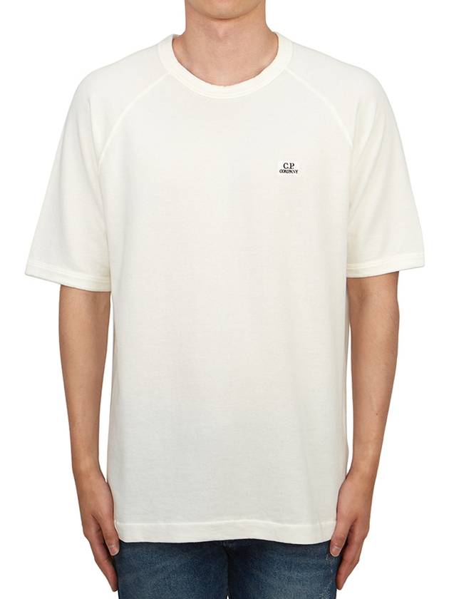 30/1 Sponge Fleece Short Sleeve Sweatshirt White - CP COMPANY - BALAAN 2