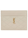 Monogram Gabi Gold Hardware Logo Quilting Card Wallet Vintage White - SAINT LAURENT - BALAAN 2