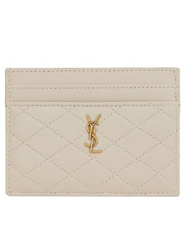 Monogram Gabi Gold Hardware Logo Quilting Card Wallet Vintage White - SAINT LAURENT - BALAAN 2