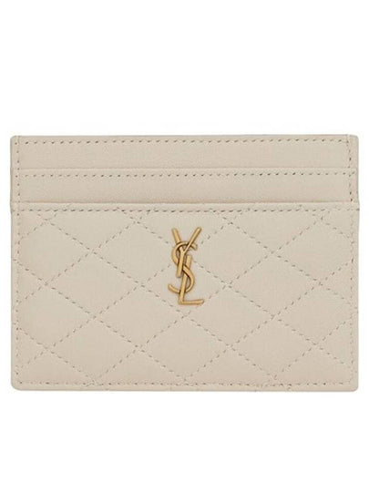 Monogram Gabi Gold Hardware Logo Quilting Card Wallet Vintage White - SAINT LAURENT - BALAAN 2