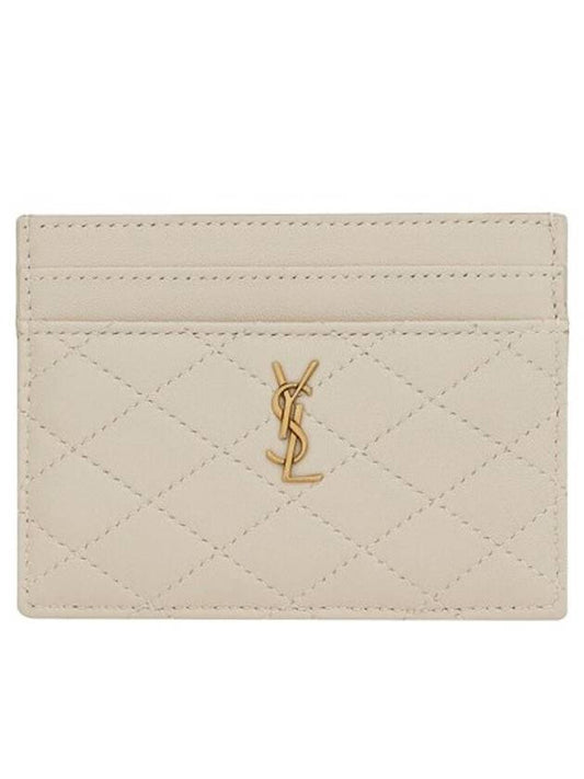 Monogram Gabi Gold Hardware Logo Quilting Card Wallet Vintage White - SAINT LAURENT - BALAAN 2