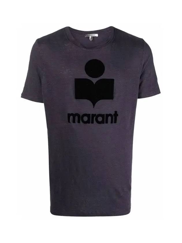 Karman Logo Print Short Sleeve T-Shirt Faded Night - ISABEL MARANT - BALAAN 3