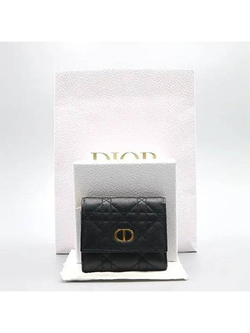 S5175UWHC M900 Black Leather Caro Hibiscus Wallet - DIOR - BALAAN 1