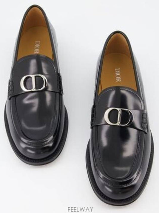 Granville CD Logo Leather Loafers Black Polished - DIOR - BALAAN 2