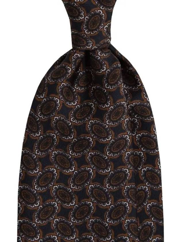 Como Silk Spoderato Flower Bean All-Over Tie Navy Brown - MANNERGRAM - BALAAN 9