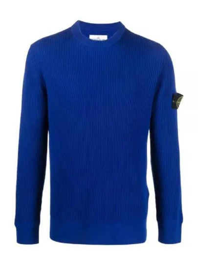 Crewneck Full Rib Wool Knit Top Blue - STONE ISLAND - BALAAN 2