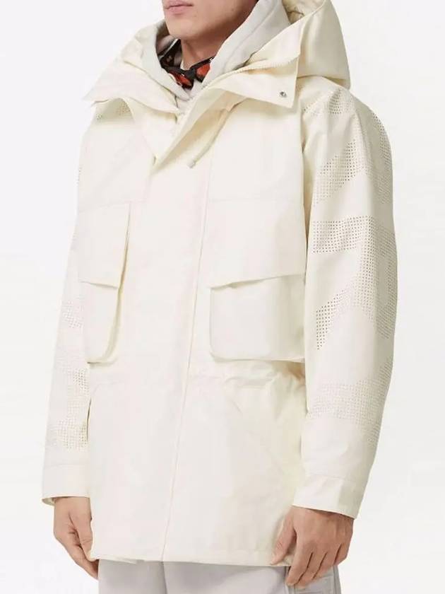 Men's Perforated Logo Technical Oversized Parka Ivory - BURBERRY - BALAAN 4