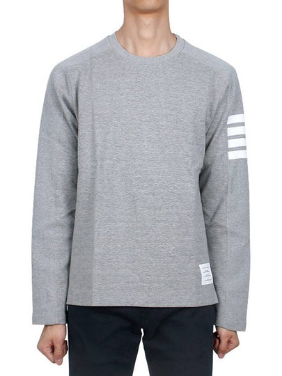 4-Bar Striped Cotton Long Sleeve T-Shirt Light Grey - THOM BROWNE - BALAAN 2