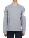 4-Bar Striped Cotton Long Sleeve T-Shirt Light Grey - THOM BROWNE - BALAAN 3