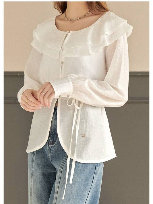 Baby's Breath Ruffle Collar Blouse Ivory - MICANE - BALAAN 2