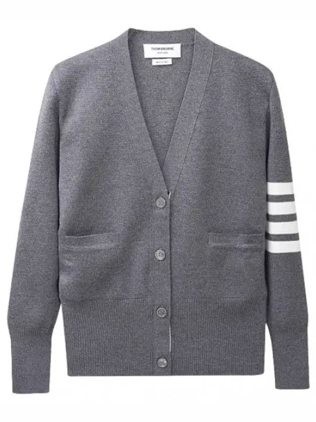 diagonal stripe Milanese stitch merino wool cardigan women - THOM BROWNE - BALAAN 1