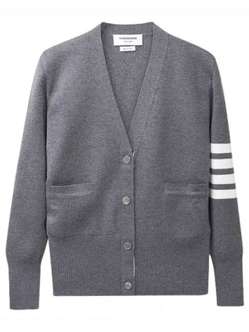 Diagonal stripe Milanese stitch merino wool cardigan women - THOM BROWNE - BALAAN 1