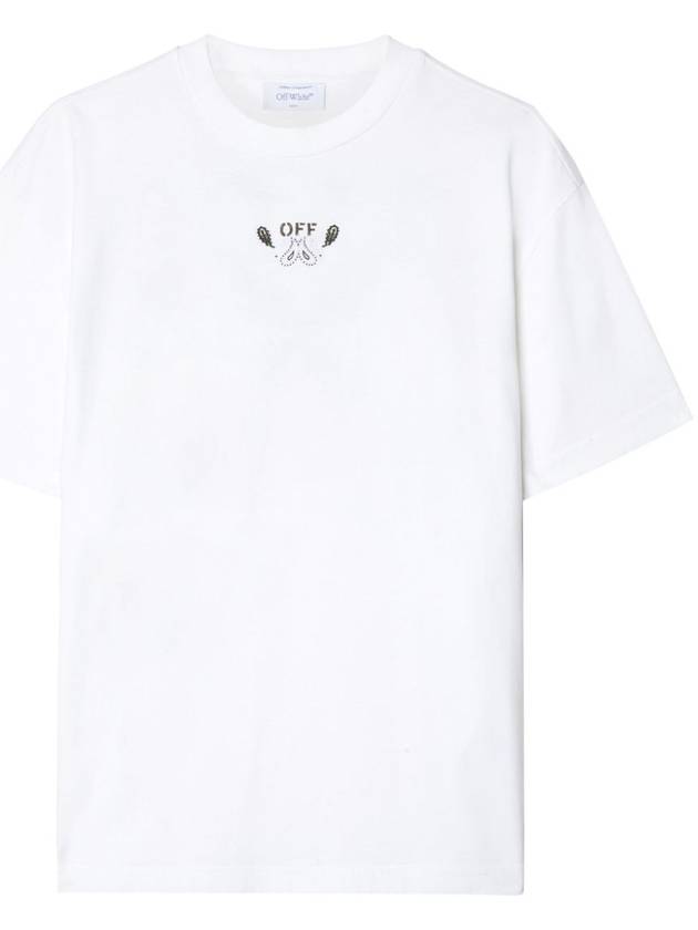 Arrow Embroidered Cotton Short Sleeve T-Shirt White - OFF WHITE - BALAAN 3