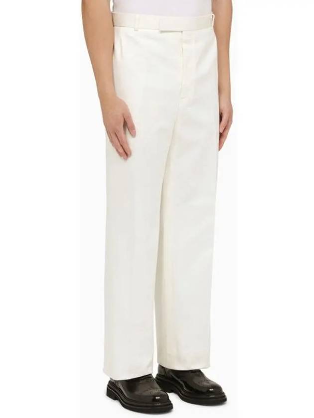 Low Rise Cotton Straight Pants White - THOM BROWNE - BALAAN 4