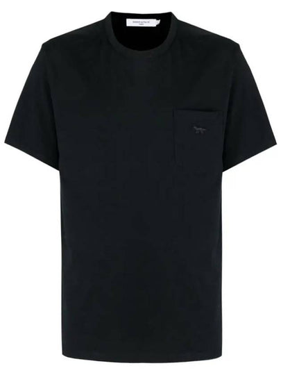 Tonal Fox Patch Pocket Classic Cotton Short Sleeve T-Shirt Black - MAISON KITSUNE - BALAAN 2