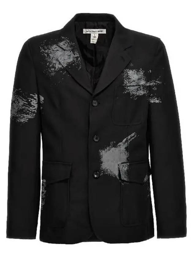 Painting Effect Single Blazer Jacket Black - COMME DES GARCONS - BALAAN 2