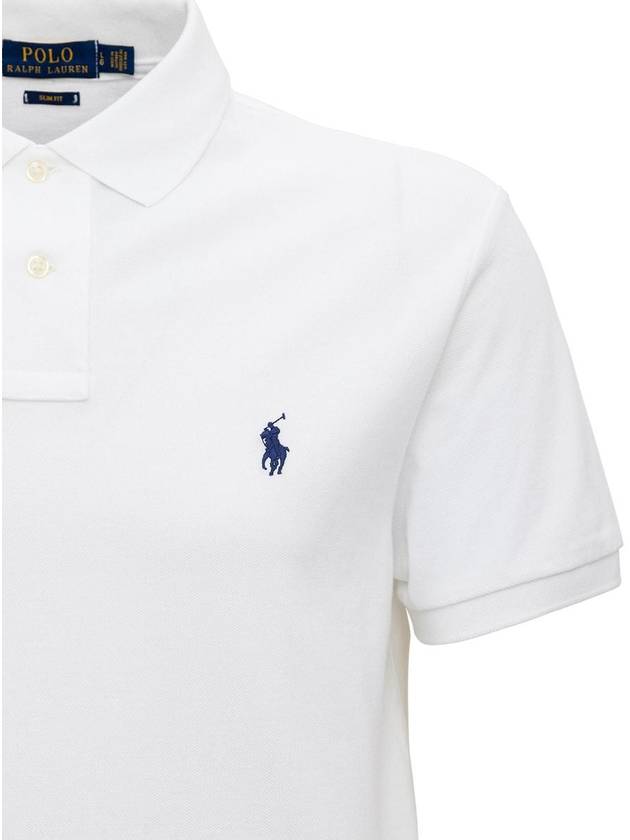 Logo Slim Fit Short Sleeve Polo Shirt White - POLO RALPH LAUREN - BALAAN 5