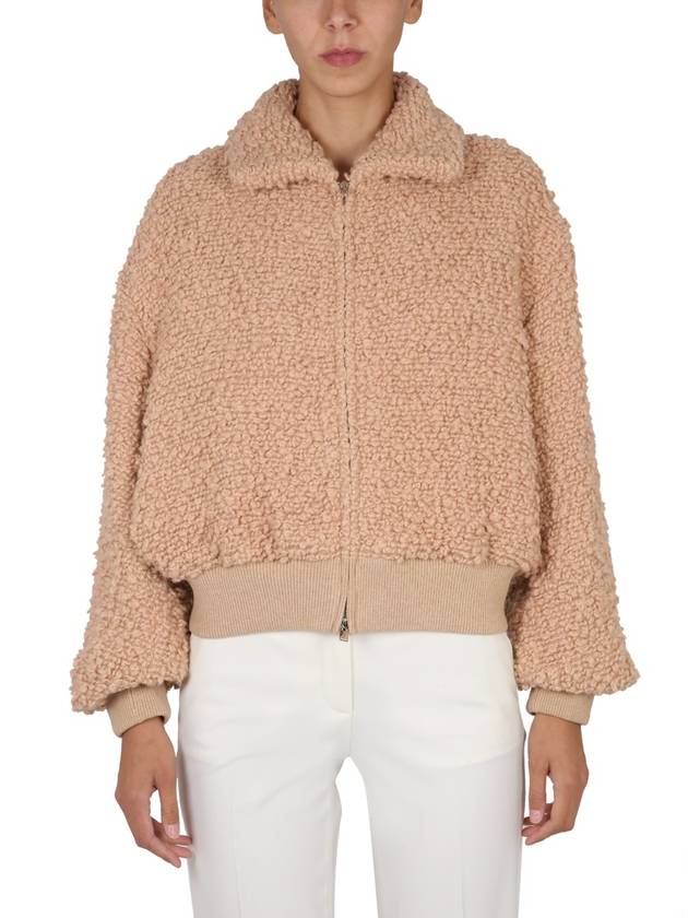 Women's Wing Collar Wool Blend Bomber Jacket Blush - STELLA MCCARTNEY - BALAAN 2