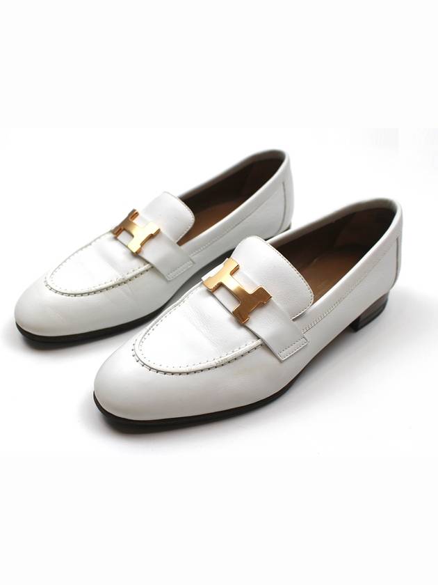 Paris Loafer Blanc Rose Gold Women s Shoes Size 35 H211230Z - HERMES - BALAAN 2