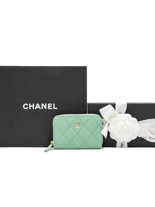 Women s Card Wallet Classic Zipper Mint Gold AP0216 - CHANEL - BALAAN 1