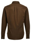 Silk Cotton Long Sleeve Shirt Brown - TOM FORD - BALAAN 3