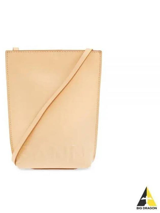 Banner Logo Small Leather Cross Bag Beige - GANNI - BALAAN 2