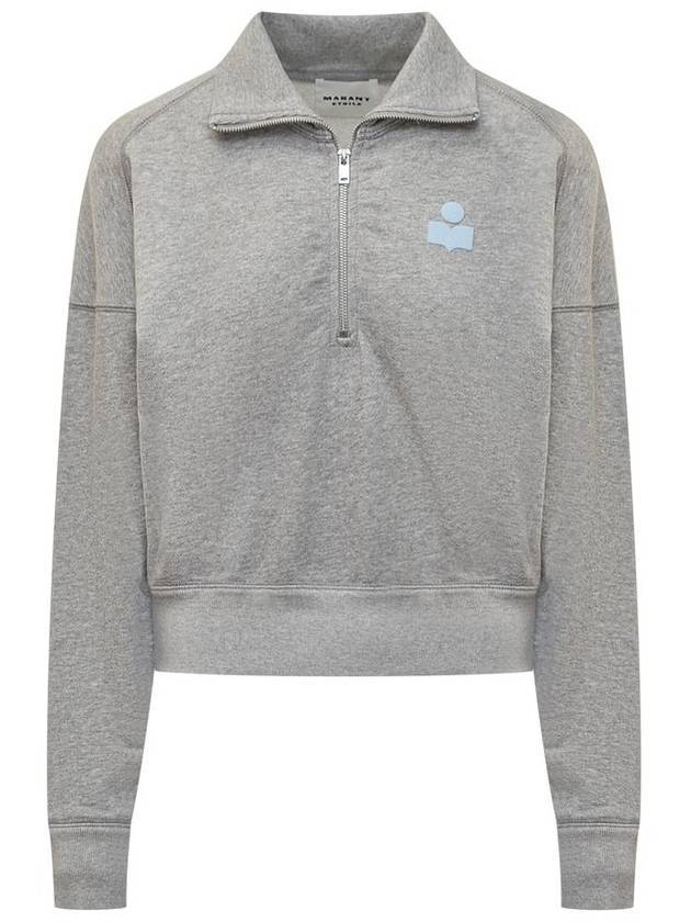 Ross Stand-Up Collar Short Cotton Sweatshirt Grey Ice Blue - ISABEL MARANT - BALAAN 2