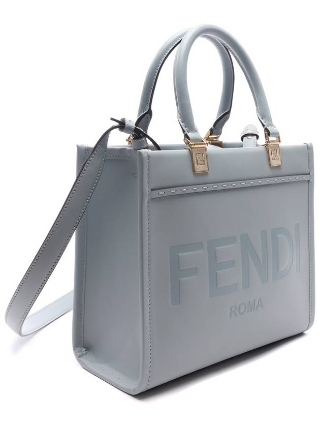 Sunshine Embossed Logo Small Tote Bag Light Blue - FENDI - BALAAN 4