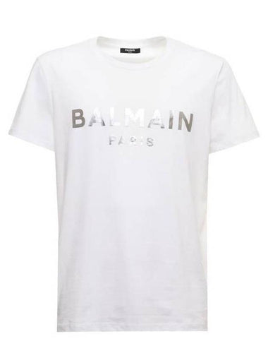 Cotton Metallic Logo Short Sleeve T-Shirt White - BALMAIN - BALAAN 1