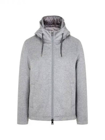 Men s Soft Cashmere Hooded Sub Zero Jacket Melange Gray 271386 - HERNO - BALAAN 1