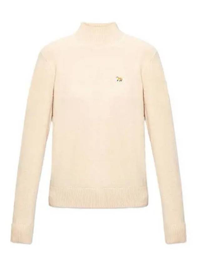 Women Baby Fox Patch Boxy Turtleneck Knitted Beige HW00504KT1006 - MAISON KITSUNE - BALAAN 1