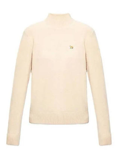 Women Baby Fox Patch Boxy Turtleneck Knitted Beige HW00504KT1006 - MAISON KITSUNE - BALAAN 1