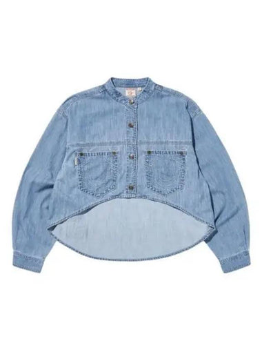 True Religion Denim Crop Shirt Light Indigo - TRUE RELIGION - BALAAN 1