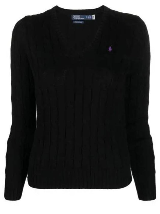 Women's Embroidered Logo Knit Top Black - POLO RALPH LAUREN - BALAAN 2