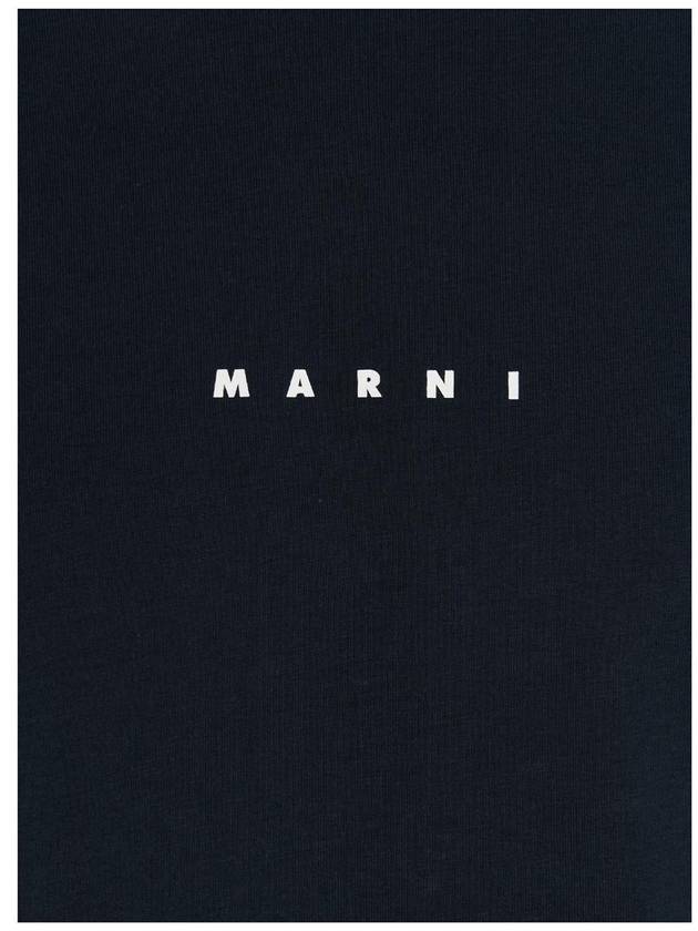 Logo Organic Cotton Short Sleeve T-Shirt Navy - MARNI - BALAAN 5