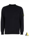 Logo Patch Crewneck Knit Top Black - STONE ISLAND - BALAAN 2