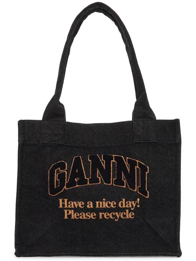 large denim easy shopper tote - GANNI - BALAAN 1