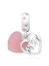 Mom Script Heart Dangle Bracelet Charm Silver Pink - PANDORA - BALAAN 4