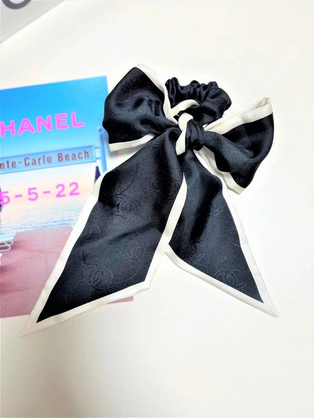 CC Logo Scrunchie White Black - CHANEL - BALAAN 3