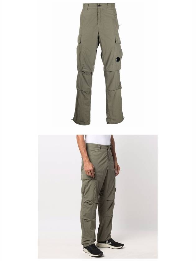 Lens Wappen Nylon Cargo Straight Pants Khaki Green - CP COMPANY - BALAAN.