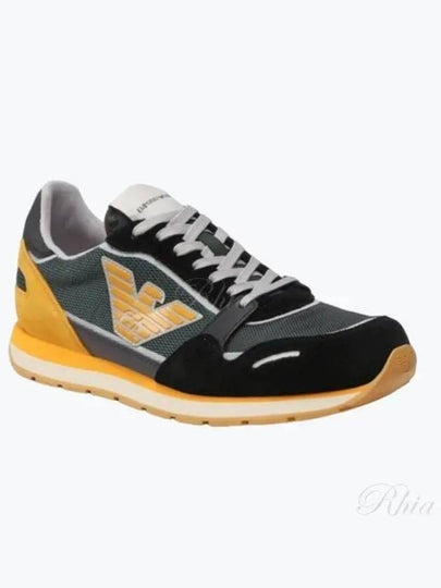 Logo Patch Low Top Sneakers Black Yellow - EMPORIO ARMANI - BALAAN 2