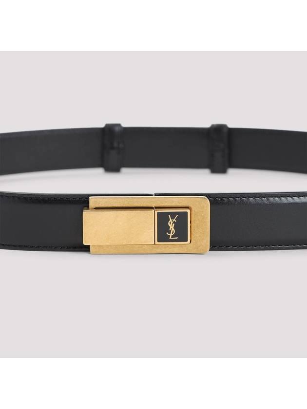 Charniere Buckle Leather Belt Black - SAINT LAURENT - BALAAN 3