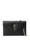 Cassandre Envelope Chain Shoulder Bag In Grain De Poudre Leather Noir - SAINT LAURENT - BALAAN 2