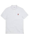 Heart Logo Polo Shirt White - AMI - BALAAN 3