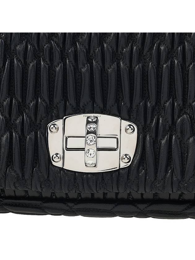 Crystal Leather Shoulder Bag Black - MIU MIU - BALAAN 9