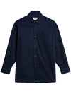 Back Printing Logo Cotton Long Sleeve Shirt Navy - AMI - BALAAN 2