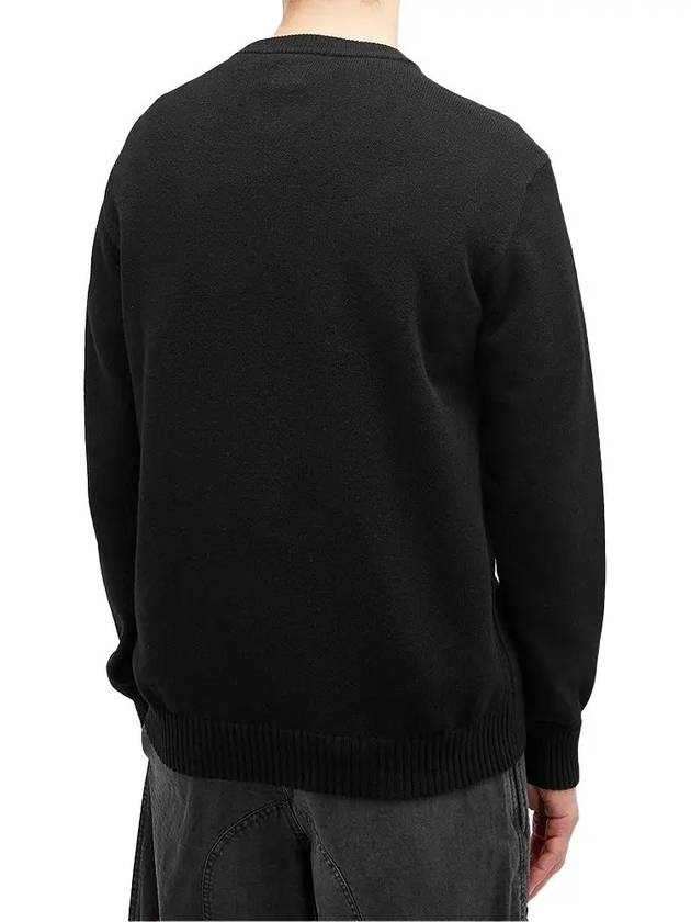 Merino Wool Crew Neck Knit Top Black - CP COMPANY - BALAAN 3