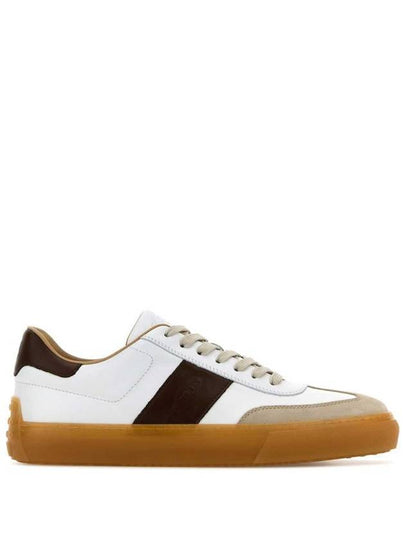 Calfskin Leather Low Top Sneakers White Brown - TOD'S - BALAAN 2