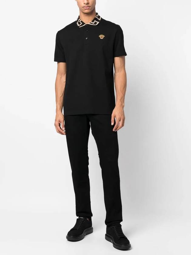 Men's Medusa Greca Short Sleeve Polo Shirt Black - VERSACE - BALAAN 3