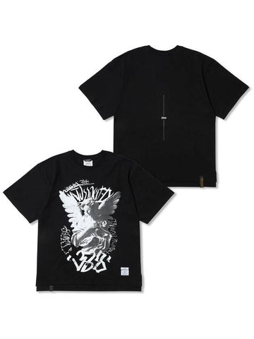 Angel Oversized Short Sleeves T Shirts Black - STIGMA - BALAAN 1